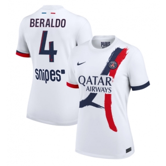 Billige Fotballdrakt Paris Saint-Germain Lucas Beraldo #4 Replika Bortedrakt Dame 2025-26 Kortermet